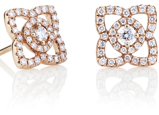 De Beers ENCHANTED LOTUS 玫瑰金钻石耳钉