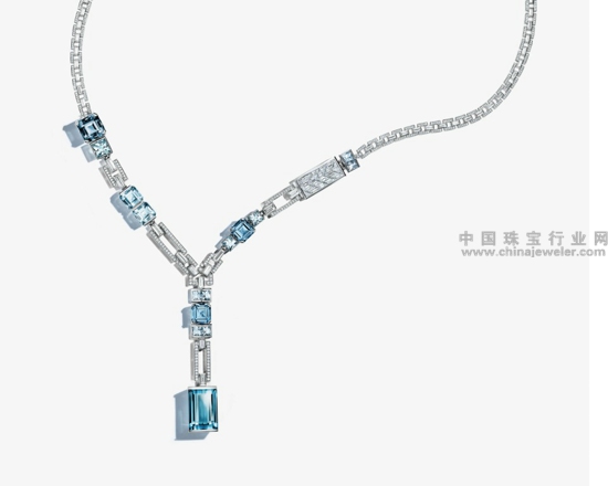 蒂芙尼(Tiffany & Co.)铂金镶海蓝宝石、钻石项链.jpg
