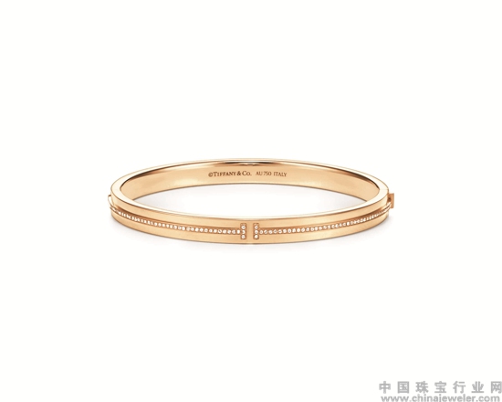 Tiffany & Co. 蒂芙尼T系列T Two 18K黄金镶钻手镯.jpg