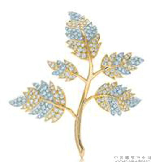 Tiffany & Co. 蒂芙尼Schlumberger系列18K黄金镶钻五叶造型胸针.jpg