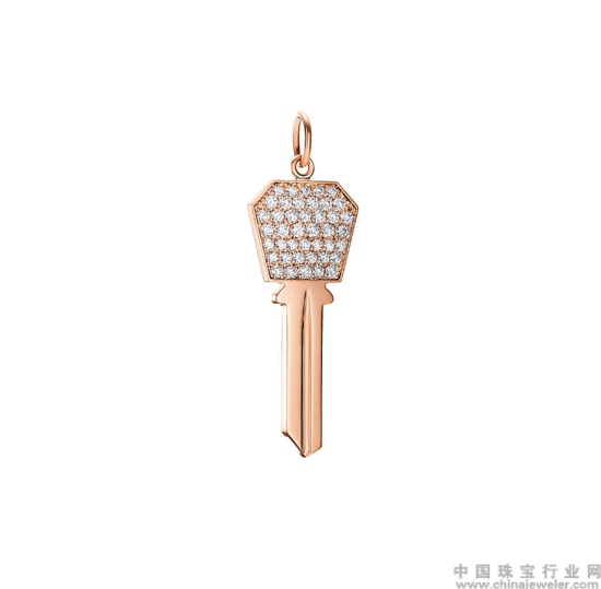 Tiffany & Co. 蒂芙尼Keys系列Modern Keys 18K玫瑰金镶钻六角形钥匙吊坠.jpg