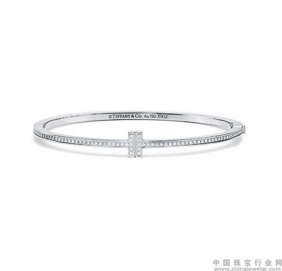 Tiffany & Co. 蒂芙尼T系列T Two 18K白金镶钻铰链手镯.jpg