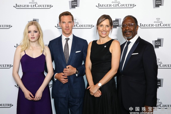 (由左至右)英国女演员艾丽·巴姆博(Ellie Bamber),积家全球大使本尼迪克特·康伯巴奇(Benedict Cumberbatch),积家全球首席执行官Catherine Rénier及美国男演员克拉克·彼得斯(Clarke Peters)出席晚宴.jpg