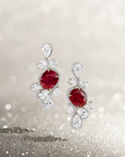 Lot 673 An Exquisite Pair Of Ruby And Diamond Pendent Earrings.jpg
