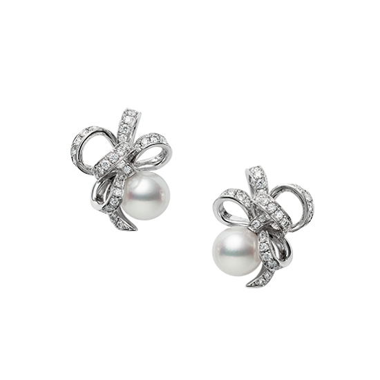 [PE1709PU] MIKIMOTO Jeux de Rubans 18K白金日本Akoya珍珠耳环配钻石.jpg