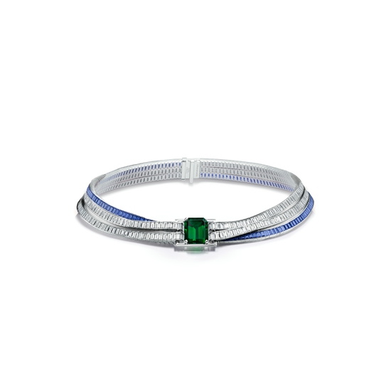 Tiffany & Co. 蒂芙尼高级珠宝系列铂金镶嵌祖母绿型切割祖母绿，蓝宝石及钻石项链.jpg