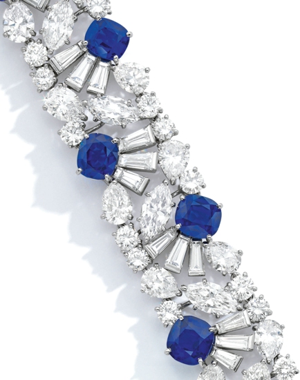 An attractive Sapphire and Diamond Bracelet, Cartier.jpg