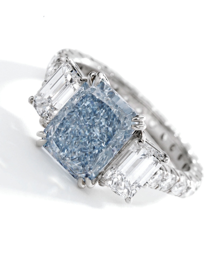 An Impressive Fancy Intense Blue Diamond and Diamond Ring, weighing 3.67 carats.jpg